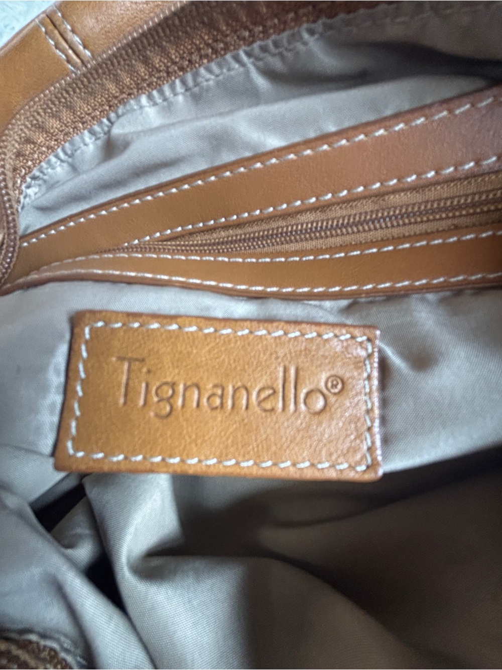 Tignanello Mustard Leather Dual Zip Crossbody Bag - Picture 2 of 10